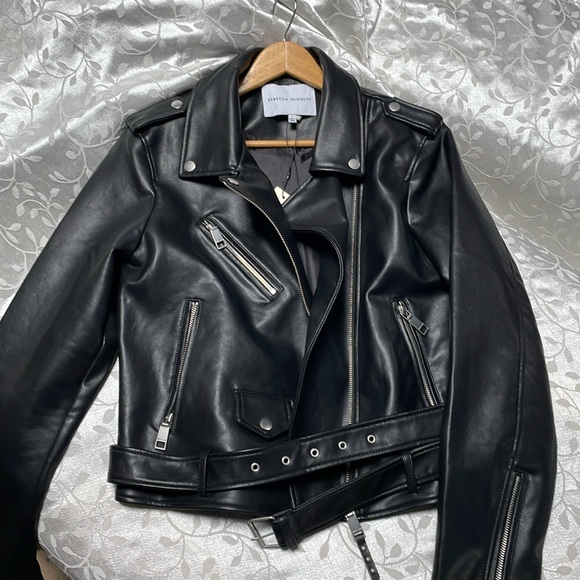 Rebecca Minkoff black size Large Moto Jacket large vegan leather - Picture 7 of 8
